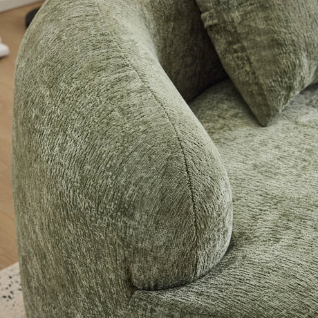 Green Curved Minimalist Foam Spring Loveseat With Pillows - Omega Lifestyles