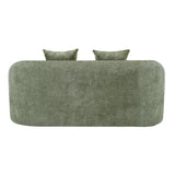 Green Curved Minimalist Foam Spring Loveseat With Pillows - Omega Lifestyles