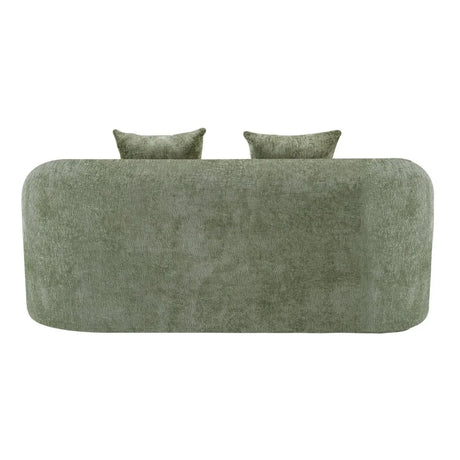 Green Curved Minimalist Foam Spring Loveseat With Pillows - Omega Lifestyles
