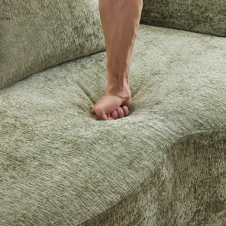 Green Curved Minimalist Foam Spring Loveseat With Pillows - Omega Lifestyles