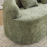 Green Curved Minimalist Foam Spring Loveseat With Pillows - Omega Lifestyles