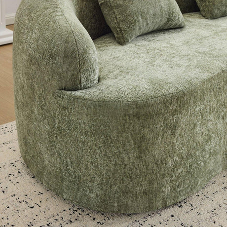 Green Curved Minimalist Foam Spring Loveseat With Pillows - Omega Lifestyles