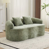 Green Curved Minimalist Foam Spring Loveseat With Pillows - Omega Lifestyles