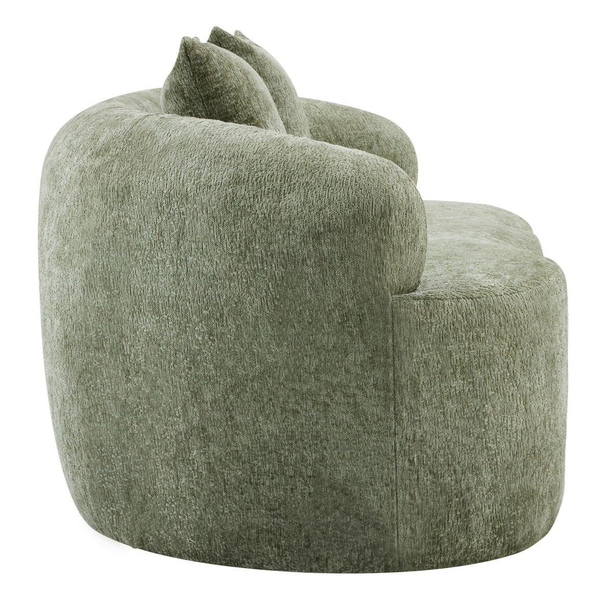 Green Curved Minimalist Foam Spring Loveseat With Pillows - Omega Lifestyles