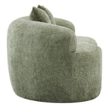 Green Curved Minimalist Foam Spring Loveseat With Pillows - Omega Lifestyles