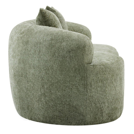 Green Curved Minimalist Foam Spring Loveseat With Pillows - Omega Lifestyles