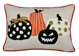 Halloween Pumpkin Embroidered Polka Dot Linen Throw Pillow - Zenvia - Omega Lifestyles