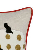 Halloween Pumpkin Embroidered Polka Dot Linen Throw Pillow - Zenvia - Omega Lifestyles