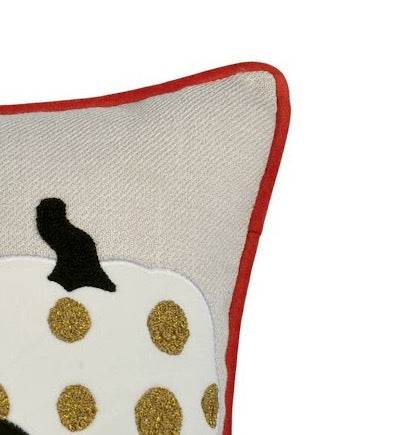 Halloween Pumpkin Embroidered Polka Dot Linen Throw Pillow - Zenvia - Omega Lifestyles