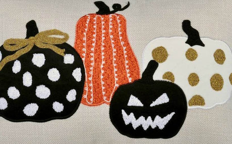 Halloween Pumpkin Embroidered Polka Dot Linen Throw Pillow - Zenvia - Omega Lifestyles