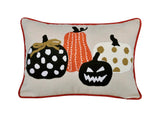 Halloween Pumpkin Embroidered Polka Dot Linen Throw Pillow - Zenvia - Omega Lifestyles