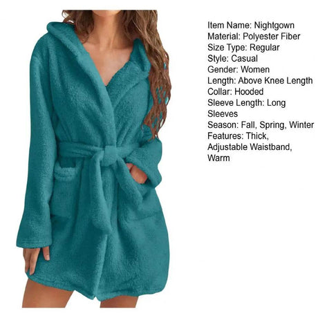 Hooded Plush Coral Fleece Women's Warm Nightgown - Omega Lifestyles