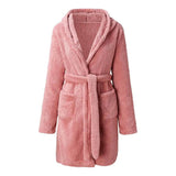 Hooded Plush Coral Fleece Women's Warm Nightgown - Omega Lifestyles