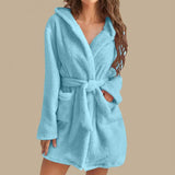 Hooded Plush Coral Fleece Women's Warm Nightgown - Omega Lifestyles