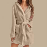 Hooded Plush Coral Fleece Women's Warm Nightgown - Omega Lifestyles