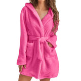 Hooded Plush Coral Fleece Women's Warm Nightgown - Omega Lifestyles
