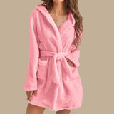 Hooded Plush Coral Fleece Women's Warm Nightgown - Omega Lifestyles