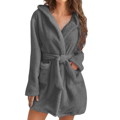 Hooded Plush Coral Fleece Women's Warm Nightgown - Omega Lifestyles