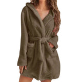 Hooded Plush Coral Fleece Women's Warm Nightgown - Omega Lifestyles