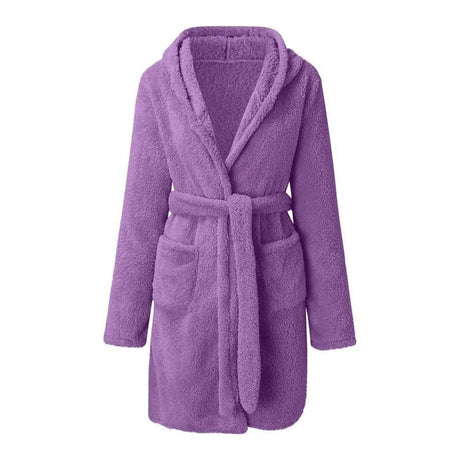 Hooded Plush Coral Fleece Women's Warm Nightgown - Omega Lifestyles