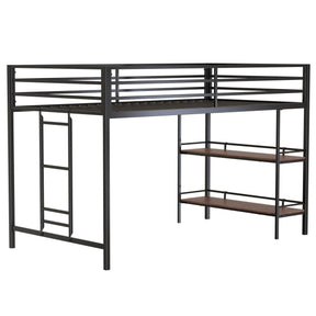 Junior Twin Loft Bunk Bed Metal Frame With Shelf - Omega Lifestyles