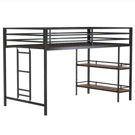 Junior Twin Loft Bunk Bed Metal Frame With Shelf - Zenvia - Omega Lifestyles