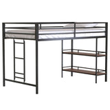 Junior Twin Loft Bunk Bed Metal Frame With Shelf - Zenvia - Omega Lifestyles