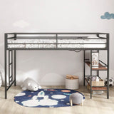Junior Twin Loft Bunk Bed Metal Frame With Shelf - Zenvia - Omega Lifestyles