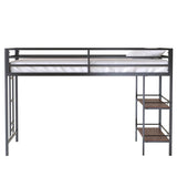 Junior Twin Loft Bunk Bed Metal Frame With Shelf - Zenvia - Omega Lifestyles