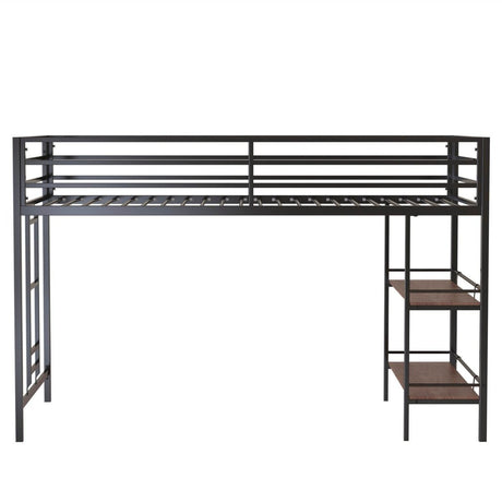 Junior Twin Loft Bunk Bed Metal Frame With Shelf - Zenvia - Omega Lifestyles