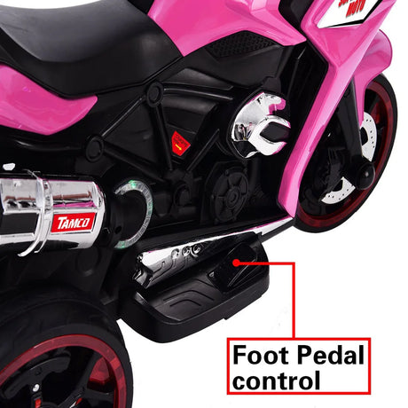 Kids 12V Pink Electric Ride-On Motorcycle With Lights - Omega Lifestyles