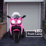 Kids 12V Pink Electric Ride-On Motorcycle With Lights - Omega Lifestyles