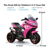 Kids 12V Pink Electric Ride-On Motorcycle With Lights - Omega Lifestyles