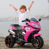 Kids 12V Pink Electric Ride-On Motorcycle With Lights - Omega Lifestyles