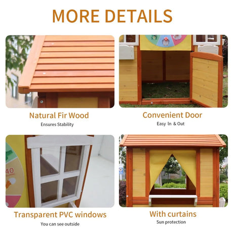 Kids Solid Wood Outdoor Playhouse With Working Doors Windows - Omega Lifestyles