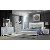 King Contemporary White Panel Bed Frame With Padded Headboard - Zenvia - Omega Lifestyles