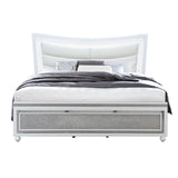 King Contemporary White Panel Bed Frame With Padded Headboard - Zenvia - Omega Lifestyles