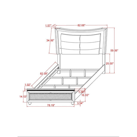 King Contemporary White Panel Bed Frame With Padded Headboard - Zenvia - Omega Lifestyles