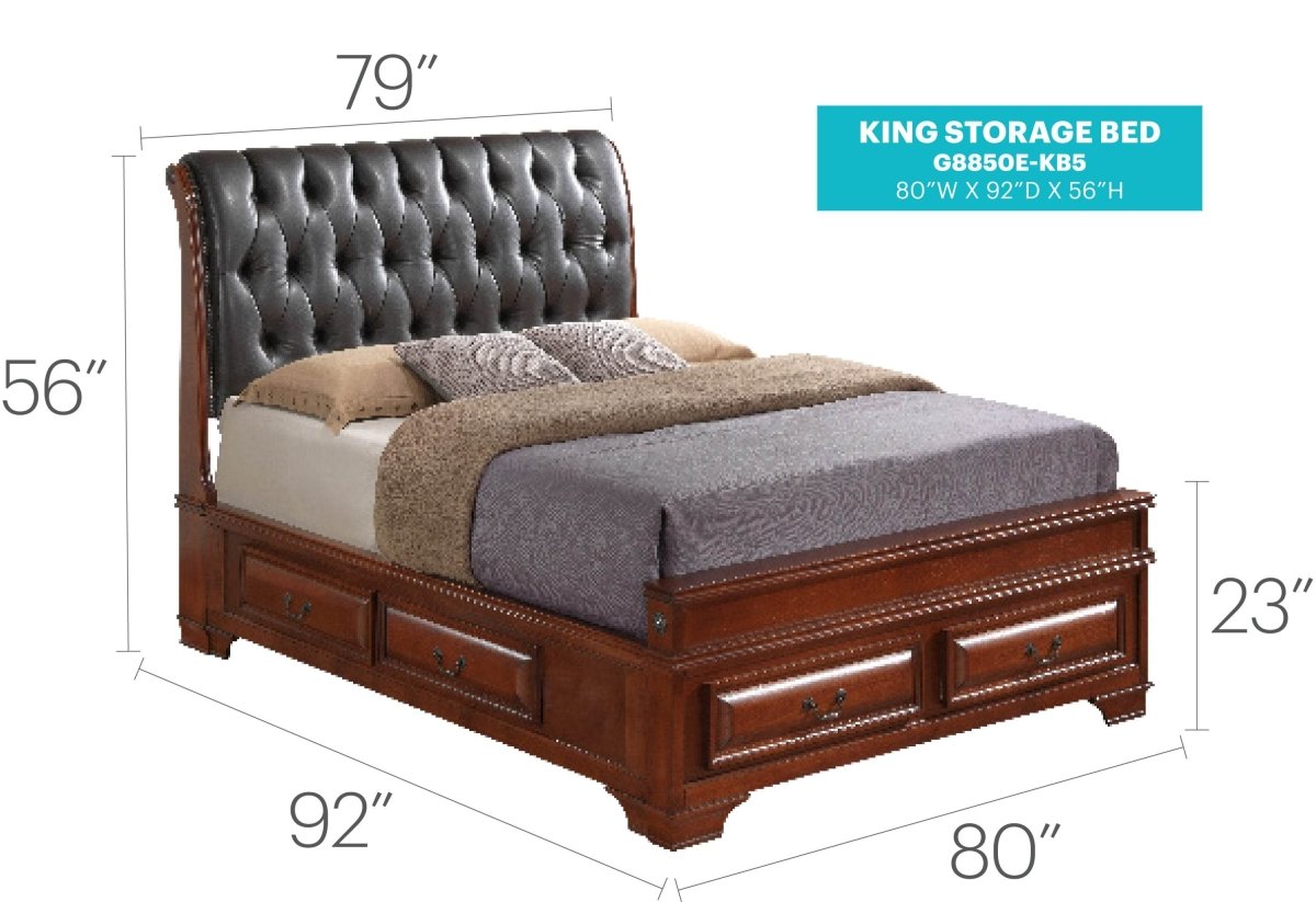 King Oak Storage Bed With Ample Durable Particle Board Frame - Zenvia - Omega Lifestyles