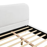 King White Fabric Upholstered Bed Frame With Rubberwood Legs - Omega Lifestyles
