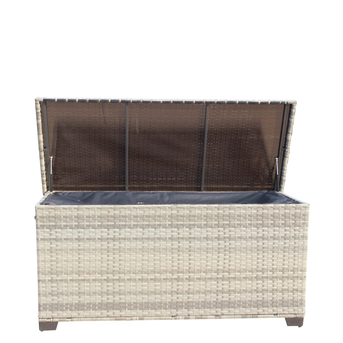 Large Grey Wicker Outdoor Patio Furniture Storage Box - Zenvia - Omega Lifestyles