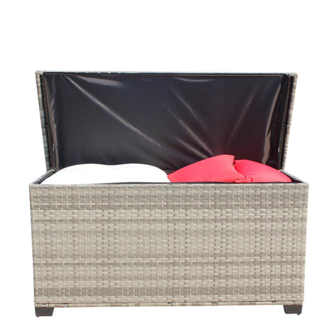 Large Grey Wicker Outdoor Patio Furniture Storage Box - Zenvia - Omega Lifestyles