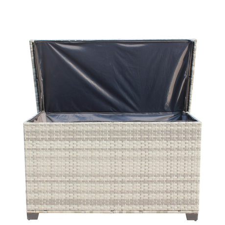 Large Grey Wicker Outdoor Patio Furniture Storage Box - Zenvia - Omega Lifestyles