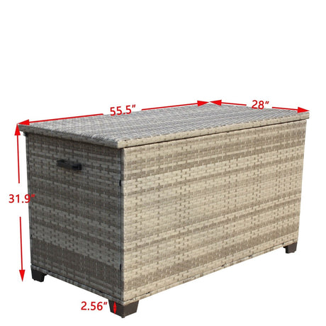 Large Grey Wicker Outdoor Patio Furniture Storage Box - Zenvia - Omega Lifestyles