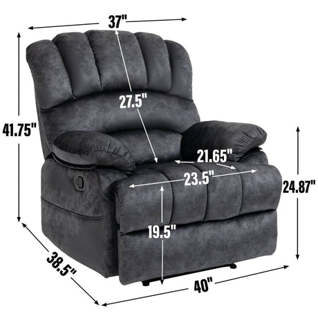 Large Manual Fabric Oversized Recliner Chair Gray - Zenvia - Omega Lifestyles
