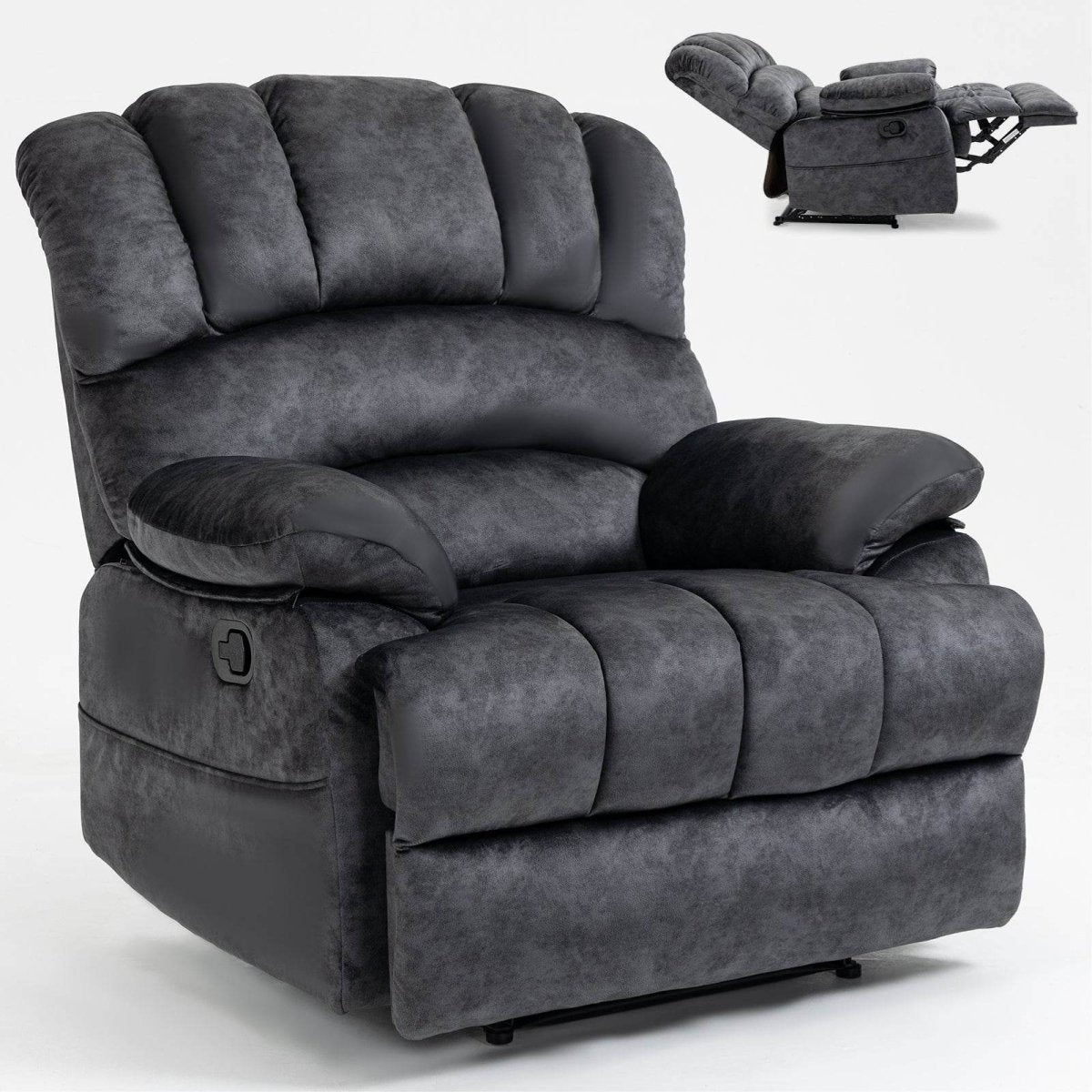 Large Manual Fabric Oversized Recliner Chair Gray - Zenvia - Omega Lifestyles