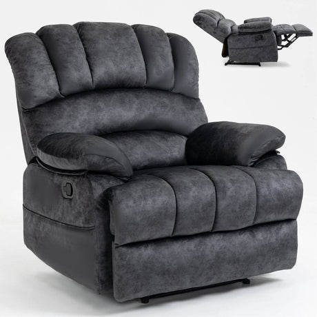 Large Manual Fabric Oversized Recliner Chair Gray - Zenvia - Omega Lifestyles