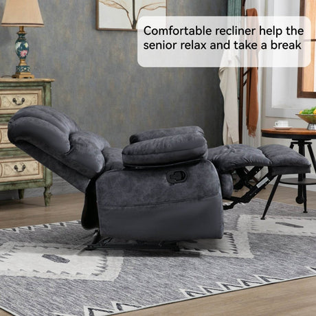 Large Manual Fabric Oversized Recliner Chair Gray - Zenvia - Omega Lifestyles