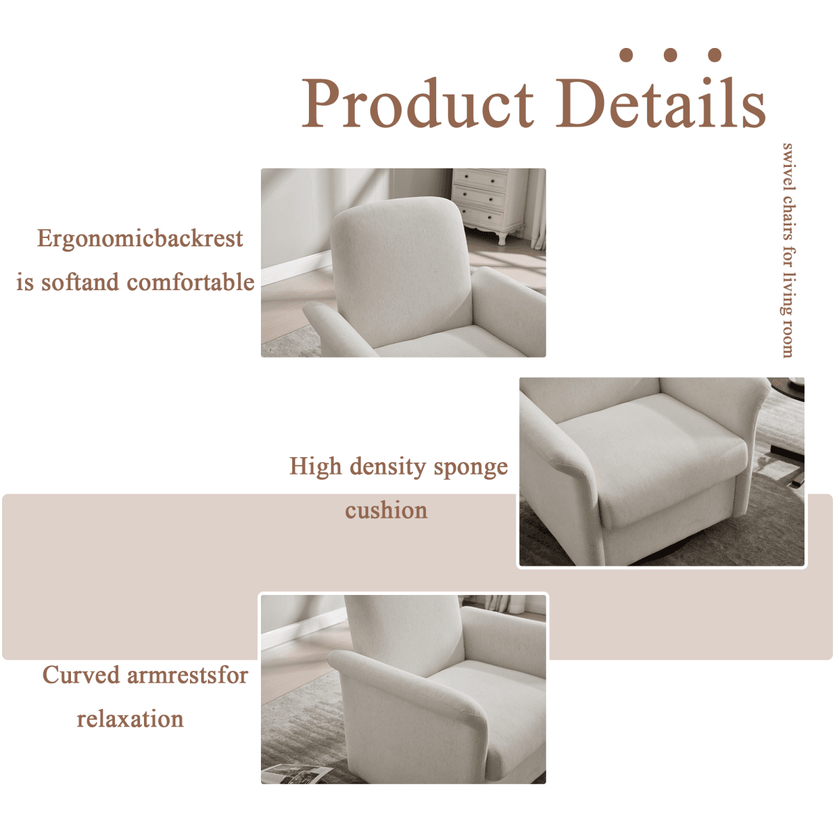 Modern 360 Degree Swivel Linen Upholstered Accent Chair - Sleep Galleria