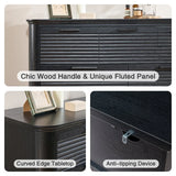 Modern 7-Drawer Black Woodgrain Storage Dresser - Omega Lifestyles